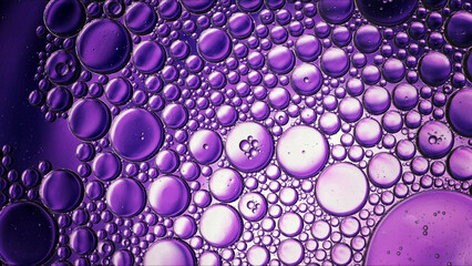 Abstract Colorful Food Oil Drops Bubbles and spheres Flowing on Water Surface