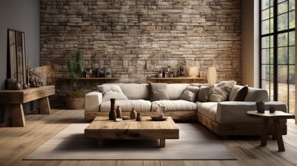 Rustic-style modern minimal home interior design