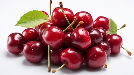 Fresh ripe sweet cherries isolated on a white background
