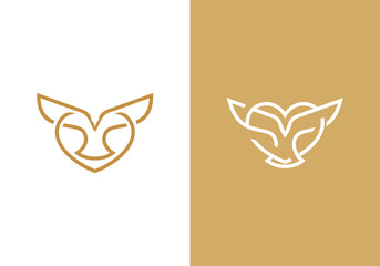 golden love eagle logo set with linear style illustration vector design.