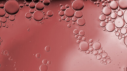 Abstract Colorful Food Oil Drops Bubbles and spheres Flowing on Water Surface - 687485506