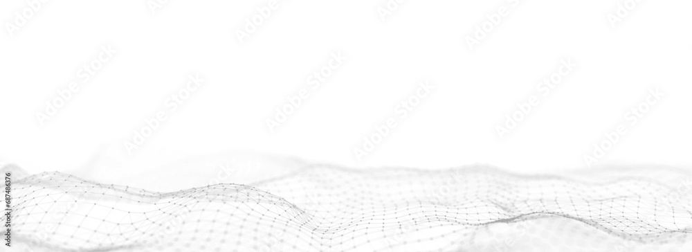 Fototapete digital technology wave. light cyberspace with motion dots and lines. futuristic digital background 
