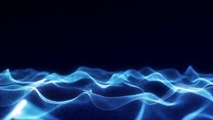 Digital technology wave. Dark cyberspace with motion dots and lines. Futuristic digital background. Big data analytics. 3d rendering.