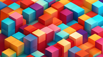 3D geometric cube pattern with isometric perspective - obrazy, fototapety, plakaty