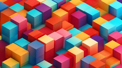 Foto op Canvas 3D geometric cube pattern with isometric perspective © Viktoria