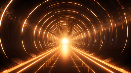 3D illuminated tunnel pattern with vanishing point perspective