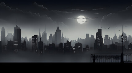 Chic desktop wallpaper with monochrome cityscape at dusk