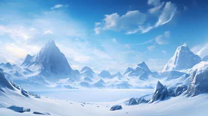 Obraz premium Elegant desktop wallpaper with serene snowy mountain landscape