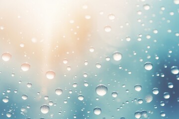 The exquisite interplay of abstract raindrops and overhead sunlight, composing a gorgeous water background designed for highlighting products or text. Created with generative AI tools