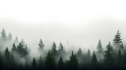 Papier Peint photo Lavable Forêt dans le brouillard Modern desktop background with minimalist forest scene in fog