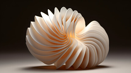 Sculptural 3D origami pattern with soft shadows