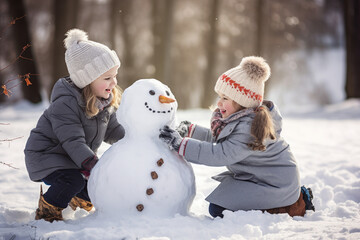 Süßer Schneemann wird gebaut