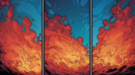 Dynamic Comic Book Fire and Flames Backgrounds: Fantastic Illustration of Superheroic Inferno - Vibrant Design for Action-Packed Adventures and Graphic Projects.