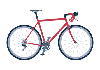 Fototapeta premium Bike for road race. City bike, classic bicycle, eco-friendly urban transport. Flat vector isolated illustration.
