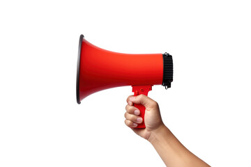 hand holding megaphone isolated on transparent background Remove png, Clipping Path, pen tool