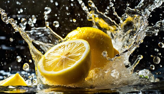 水飛沫とフレッシュなレモン
