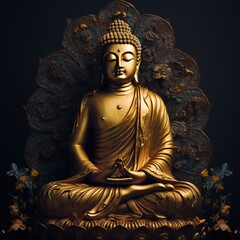 Buddha statue. buddha idol on dark background