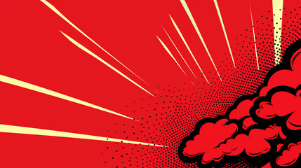 Dynamic Pop Art Explosion: Lightning Blast in Comic Book Style - Abstract Halftone Dot Background for Powerful Graphic Design with Vibrant Retro Energy and Creative Impact.