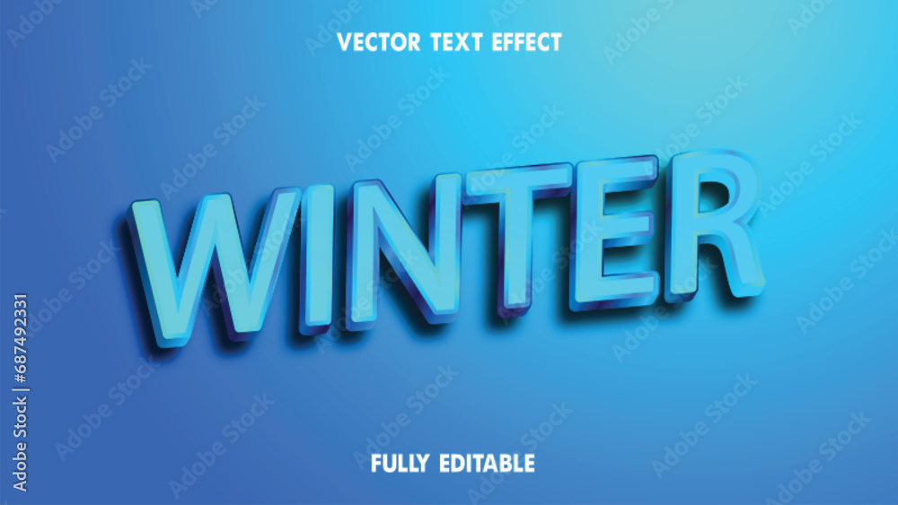 Wall mural Editable winter text effect, 3d text effect