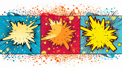 Explosive Comics Boom Backgrounds: Dynamic Hand-Drawn Vector Design with Vibrant Speech Bubbles - Perfect for Comic Book Illustrations and Retro Pop Art Graphic Displays.