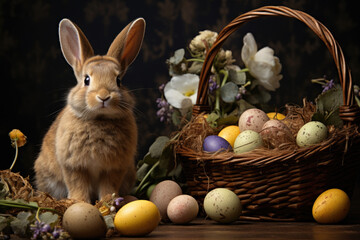 Fototapeta na wymiar easter bunny with basket