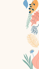 Trendy editable template for social networks stories. Design backgrounds for social media.  with copy space for text. Minimalistic style with floral elements.