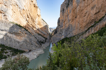 Aerial view of amazing Congost de Mont-rebei , Spain, Europe