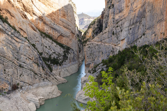 Aerial view of amazing Congost de Mont-rebei , Spain, Europe