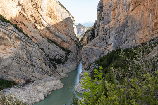 Aerial view of amazing Congost de Mont-rebei , Spain, Europe