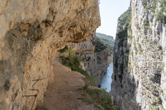 Aerial view of amazing Congost de Mont-rebei , Spain, Europe