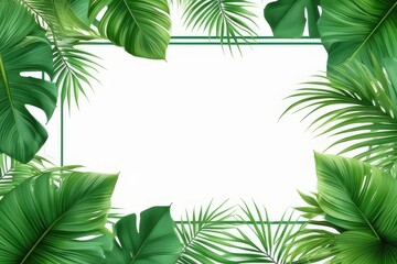 palm leaves frame on white background