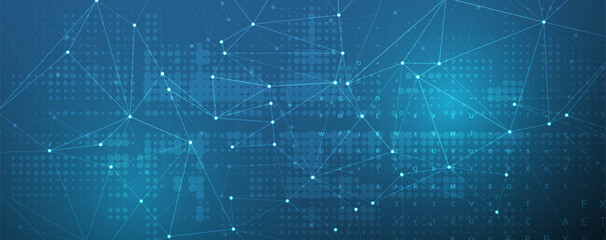 Neural network concept. Connected cells with links. High technology process. Abstract futuristic background. Handmade vector.