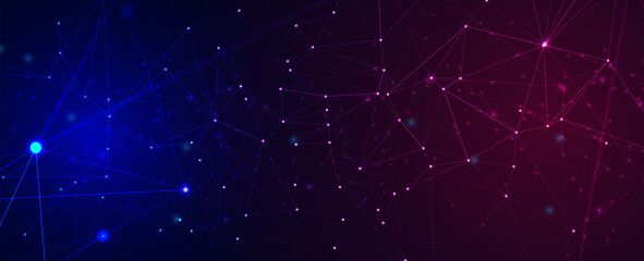 Fototapeta premium Neural network concept. Connected cells with links. High technology process. Abstract futuristic background. Handmade vector.