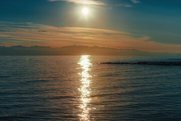 Idyllic view of lake at sunset