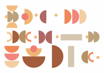 Abstract minimal op art, boho elements. Mid century vector set for your. Aesthetic contemporary geometric shapes in earth ceramic tone. Design for your wall art, design, decoration, wallpaper	