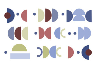 Abstract minimal op art, boho elements. Mid century vector set for your. Aesthetic contemporary geometric shapes in earth ceramic tone. Design for your wall art, design, decoration, wallpaper.	