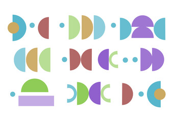 Abstract minimal op art, boho elements. Mid century vector set for your. Aesthetic contemporary geometric shapes in earth ceramic tone. Design for your wall art, design, decoration, wallpaper.	