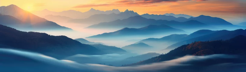 Fotobehang sunrise over the mountains © lc design