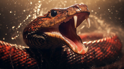 Cobra Spitting Venom, a Generative AI Serpent's Dance - obrazy, fototapety, plakaty