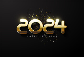 classic and cute golden number for 2024 new year celebration. design premium vector.