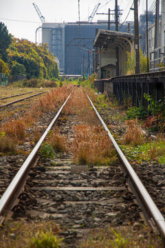 railroad tracks in the countryside