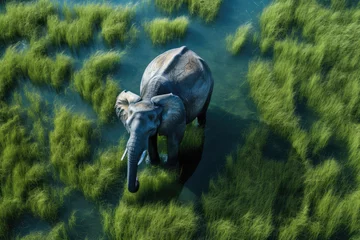 Zelfklevend Fotobehang elephant in the grassland   © lc design