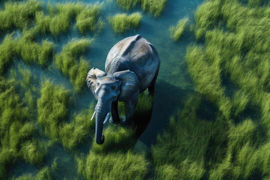 elephant in the grassland

