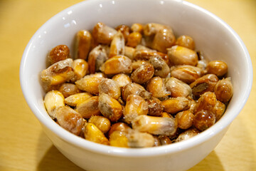 Bowl of canchita, peruvian snack