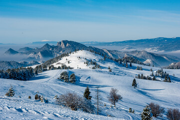 Pieniny Polish mountains in winter time