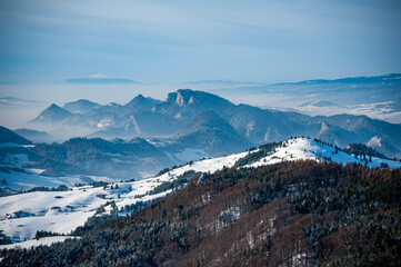 Pieniny Polish mountains in winter time