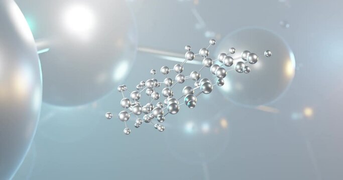 Pacritinib rotating 3d molecule, molecular structure of anti-cancer medication, seamless video