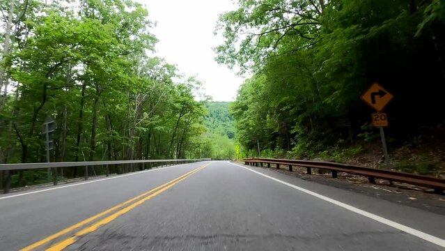 Catskill Driving 004 POV Driving Plate Kaaterskill Falls New York