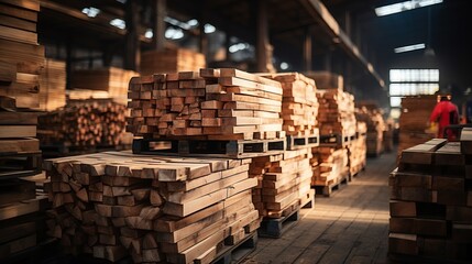 Timber inventory stored in an industrial space