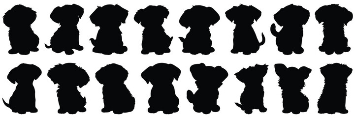 Dog silhouettes set, large pack of vector silhouette design, isolated white background